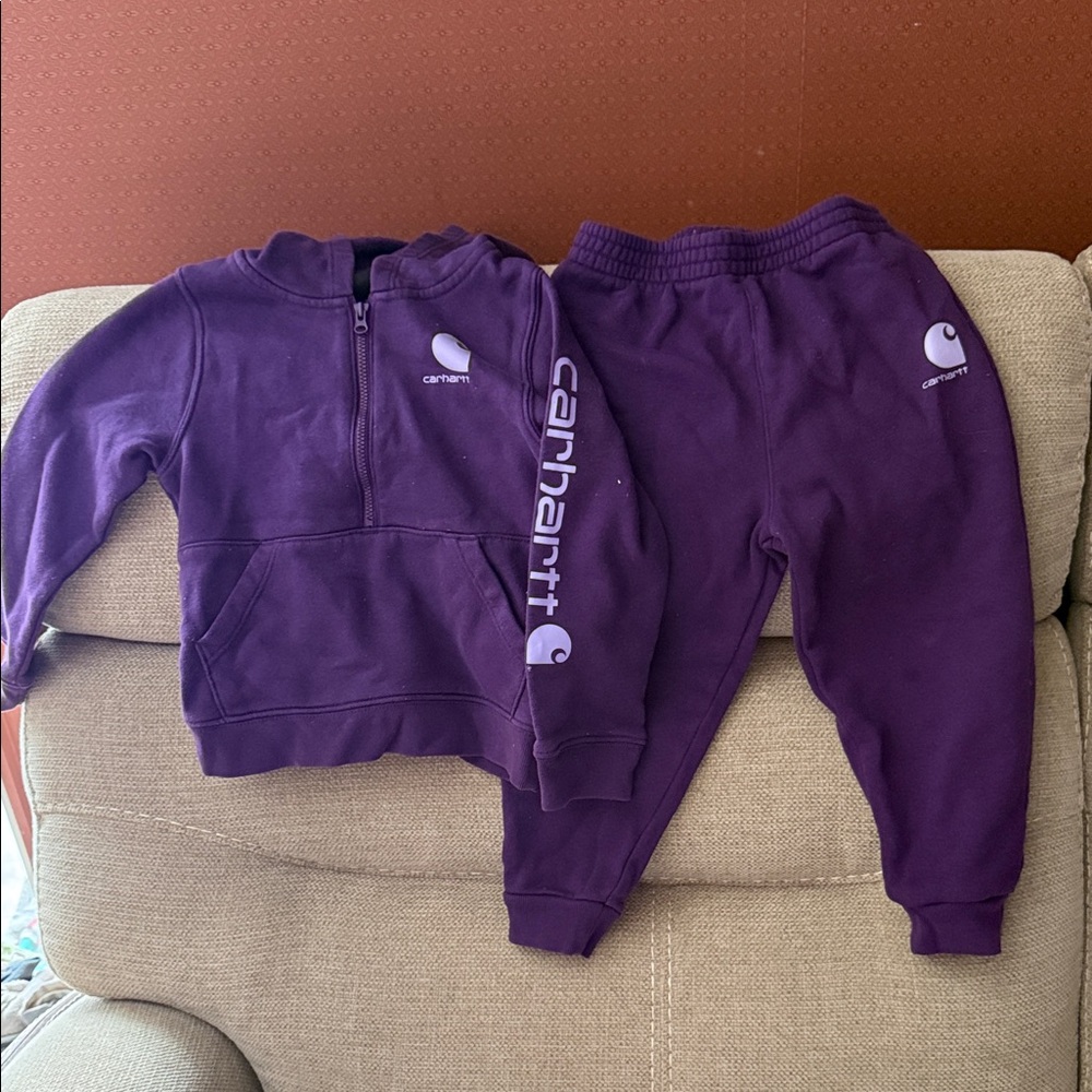 Carhartt Kids Purple Sweatpants & Hoodie Set